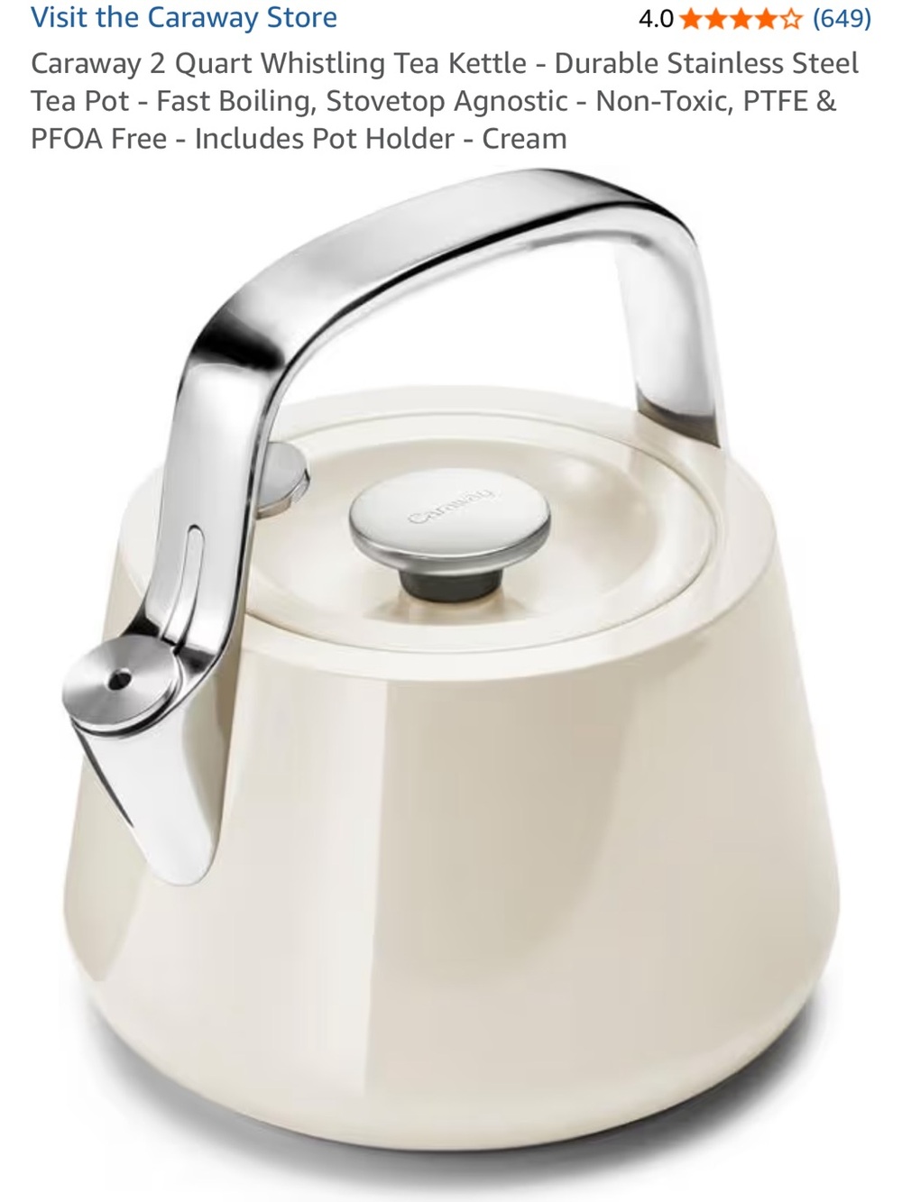 Caraway Cream Stovetop Whistling Tea Kettle